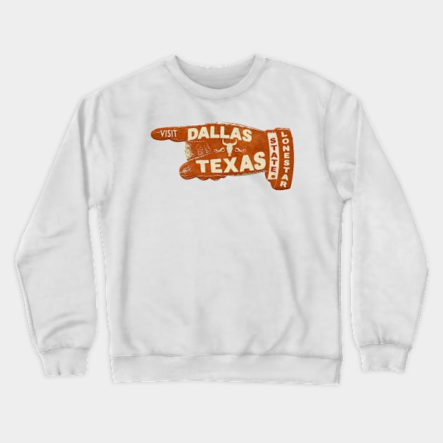 Vintage Dallas Texas Travel Cow Cattle Lonestar State Bull Skull Crewneck Sweatshirt by TravelTime